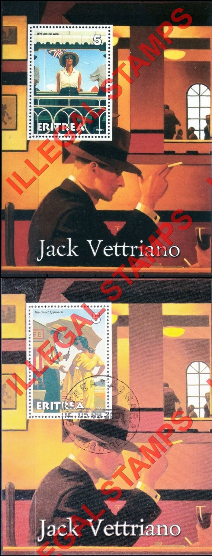 Eritrea 2001 Jack Vettriano Counterfeit Illegal Stamp Souvenir Sheets of 1 Eritrea 2001 Jack Vettriano Counterfeit Illegal Stamp Souvenir Sheets of 1